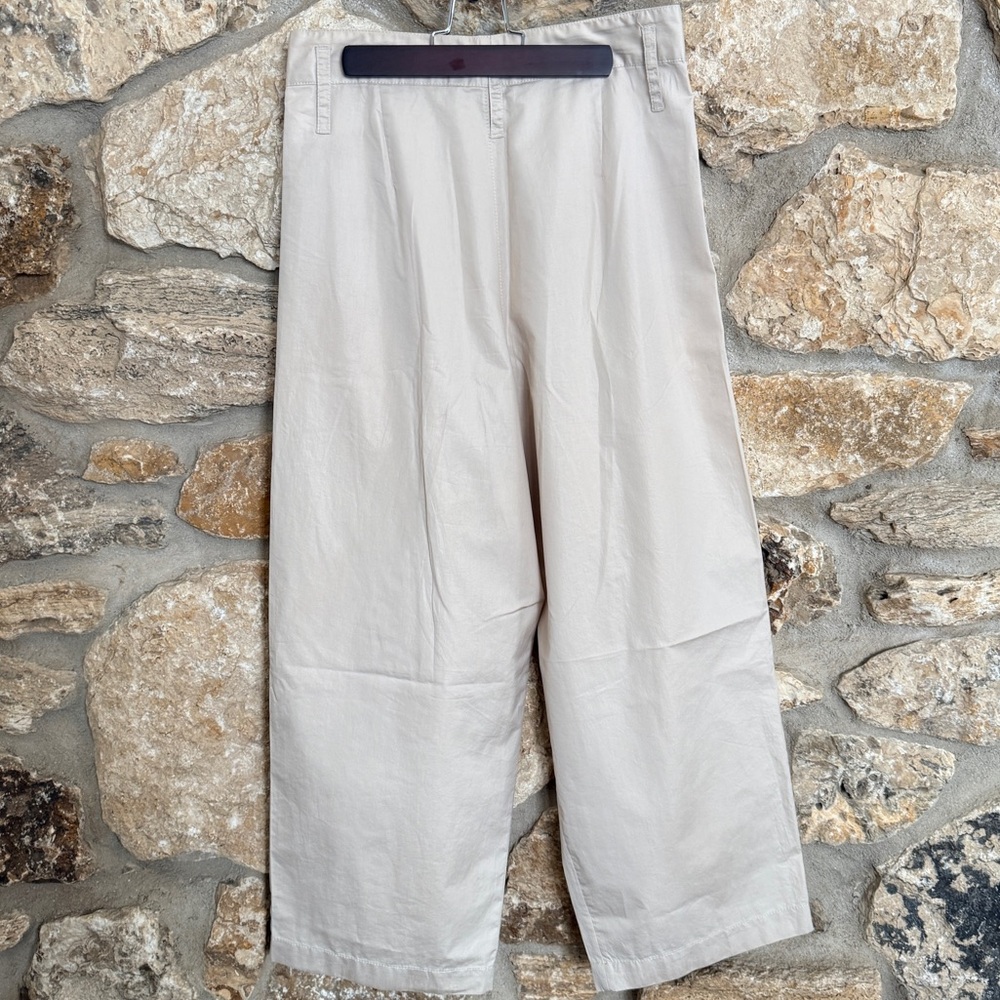 Zara Cotton Lightweight High Ride Wide Leg Pleated Trousers Pants sz Small - Picture 3 of 9